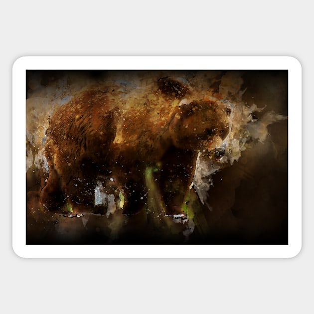 Brown Bear Water Color Portrait Sticker by test26